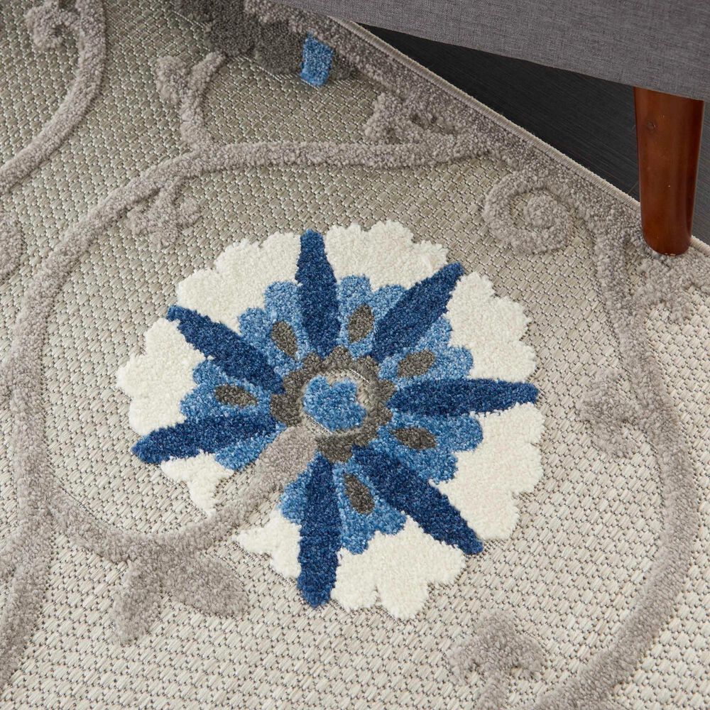 Nourison Aloha 5&#39;3&quot; x 7&#39;5&quot; Grey and Blue Indoor/Outdoor Area Rug, , large