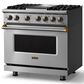 Viking Range 36" Dual Fuel Range with Brushed Brass Accents in Stainless Steel, , large