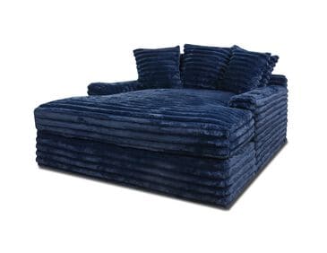 J Cooper USA Oversized Chaise Lounge with USB Charging Ports and 2-Cupholder in Midnight Blue, , large