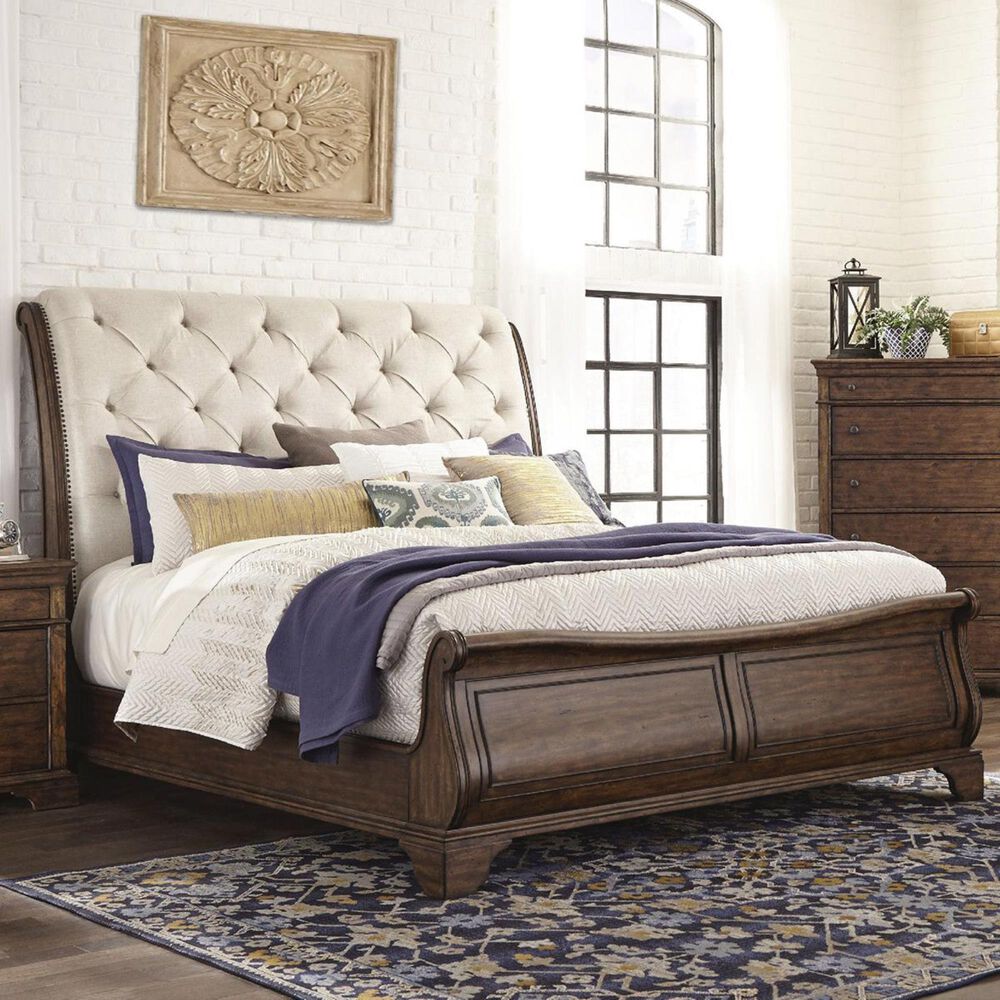 Klaussner Dottie California King Upholstered Bed in Coffee, , large