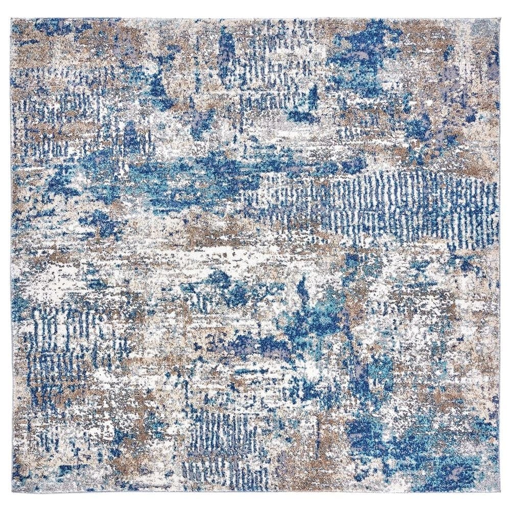 Safavieh Aston ASN712 6"7" Square Grey and Navy Area Rug, , large