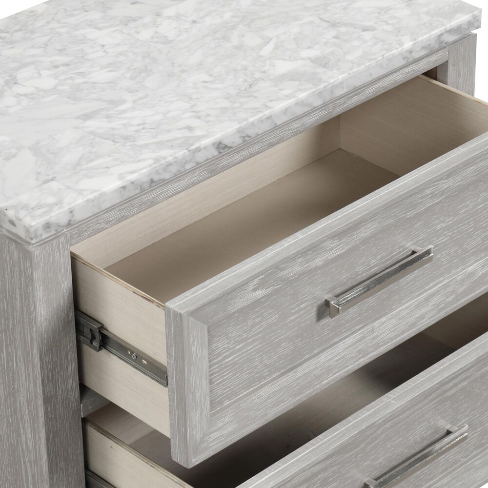 New Heritage Design Fiona 2-Drawer Nightstand in Mist Gray and White, , large