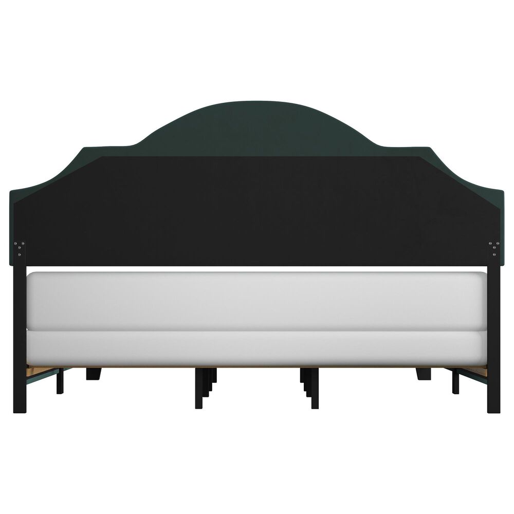 Richlands Furniture Cynthia King Panel Bed with Green Upholstery in Black, , large