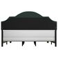 Richlands Furniture Cynthia King Panel Bed with Green Upholstery in Black, , large