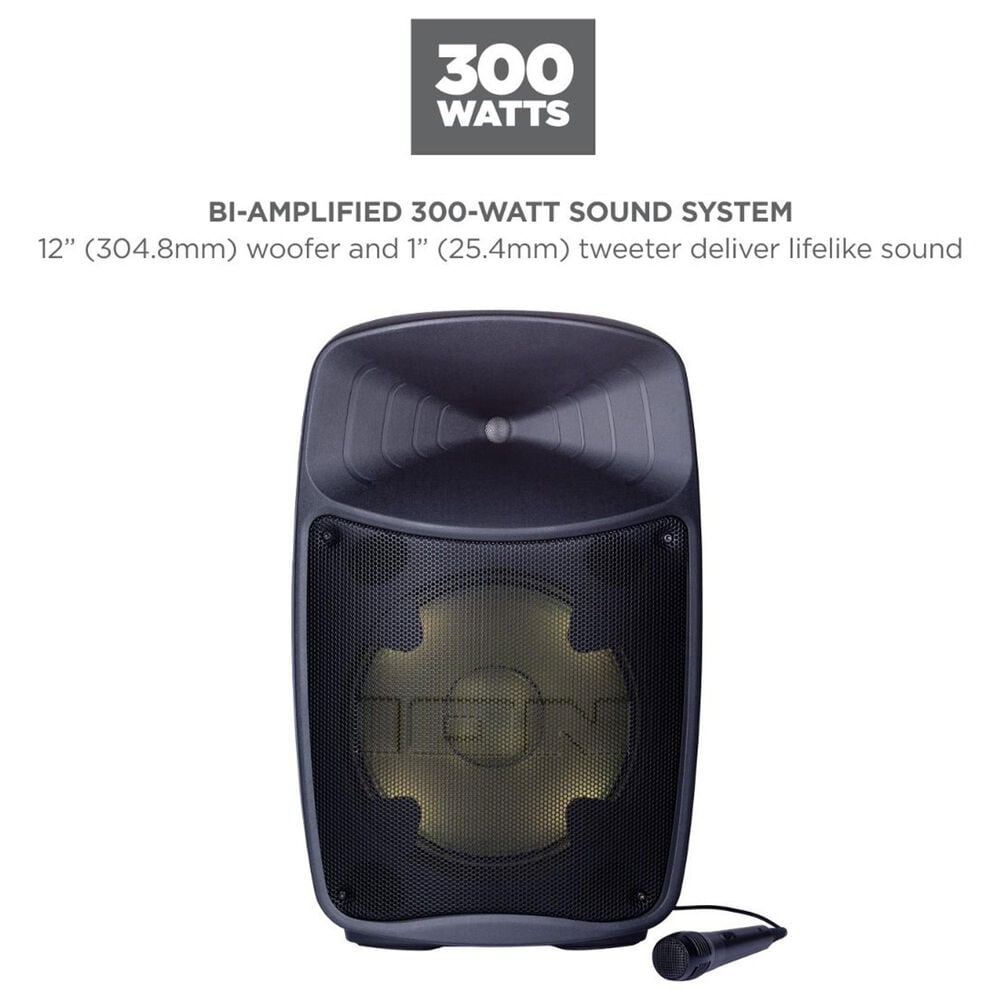 Ion Pro Glow Ultra Bluetooth Party Speaker with Microphone in Black, , large