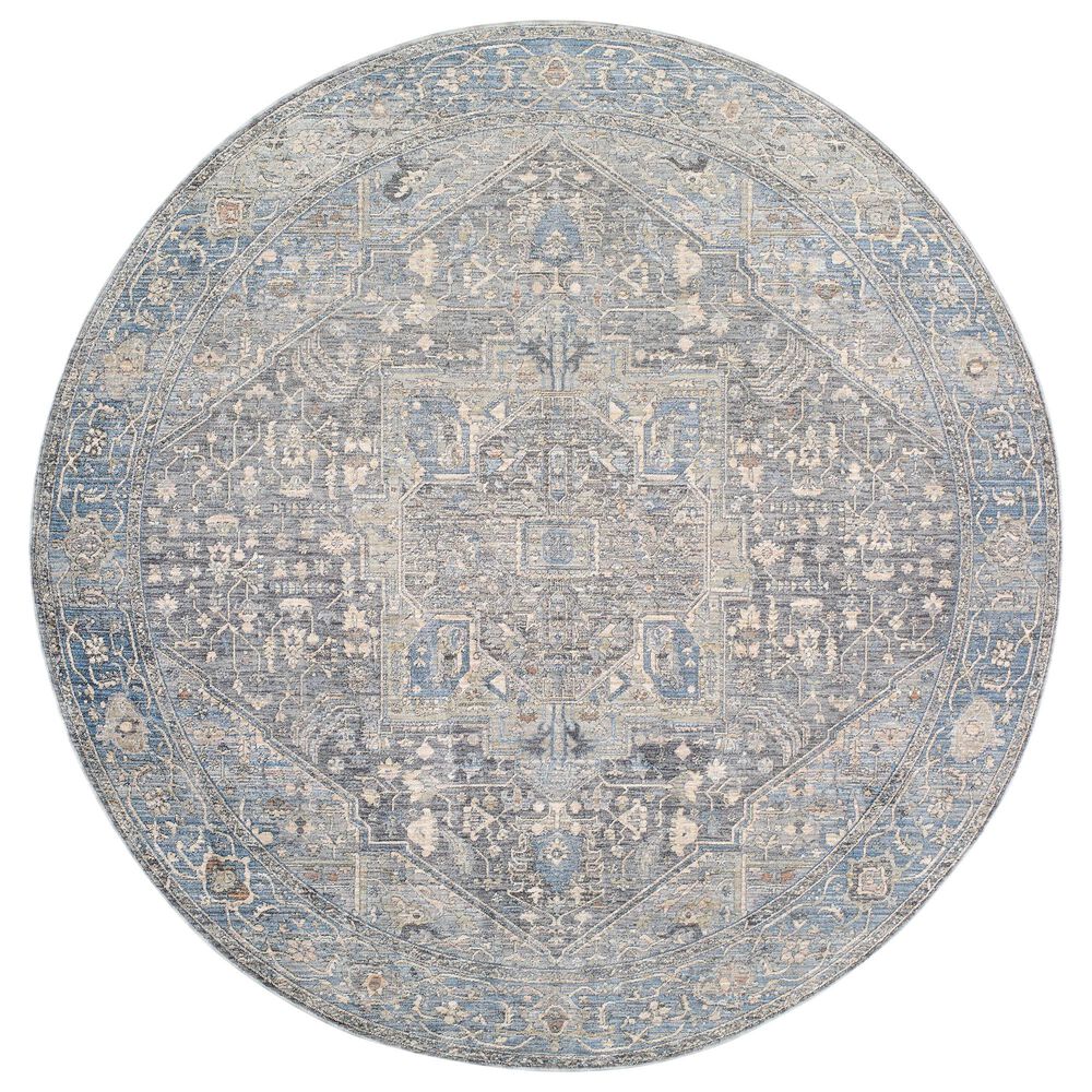 Surya Chicago CHG2313 6&#39;7&quot; Round Slate, Black, Light Beige, Charcoal, Blue, Grey Area Rug, , large