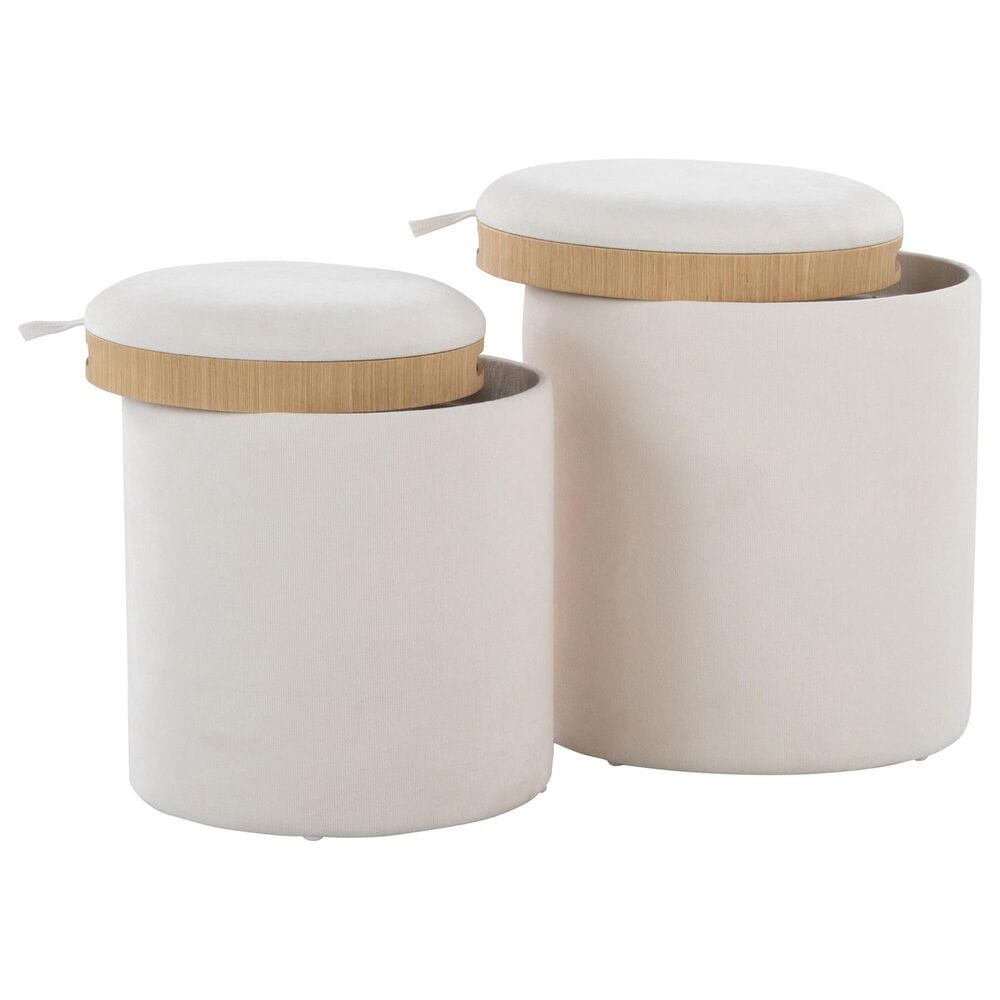 Lumisource Tray 2-Piece Nesting Ottoman Set in Cream, , large