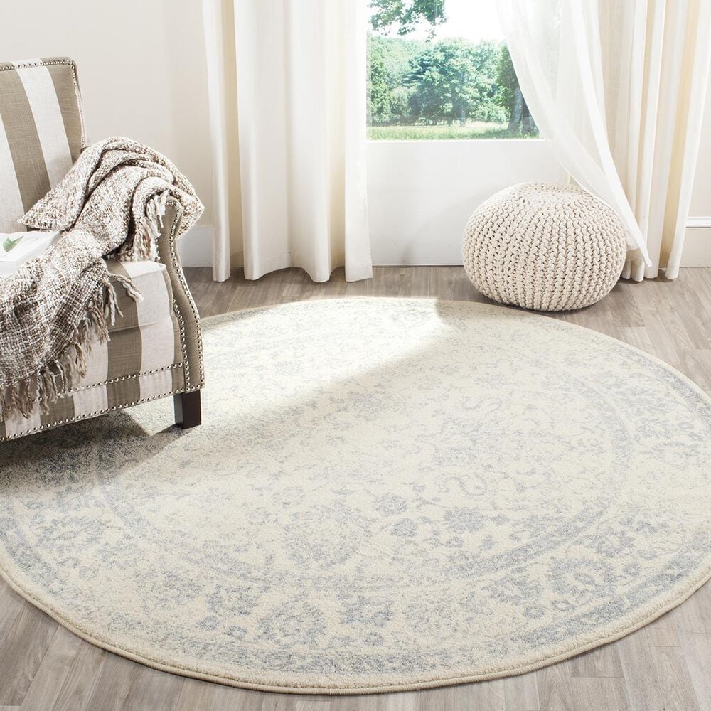 Safavieh Adirondack ADR109S-6R 6" x 6" Ivory/Slate Round Rug, , large