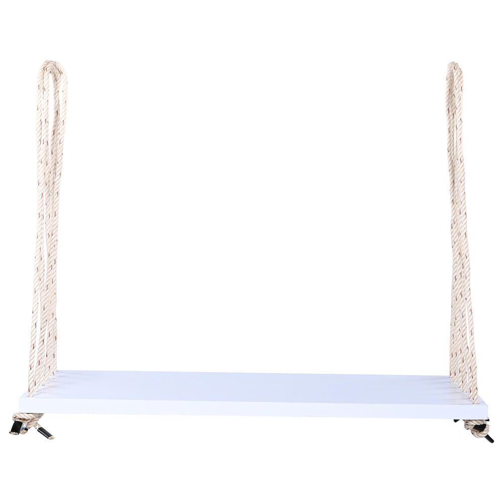 Hearth and Haven Topmax Outdoor Hanging Porch Swing Bench with Dark Gray Cushion in White, , large