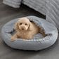 Hallmart Collectibles Hooded Medium Round Cuddler Pet Bed in Gray, , large