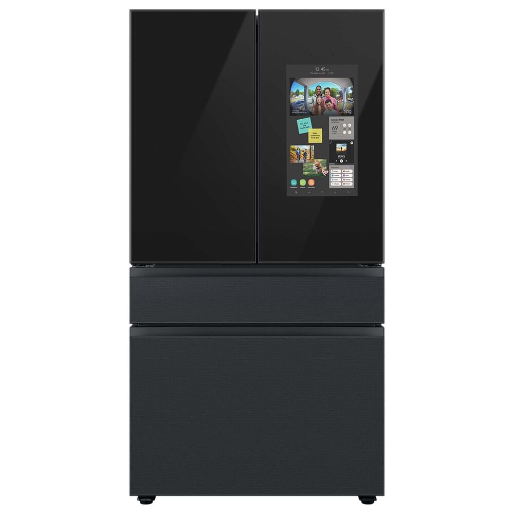 Samsung Bespoke Bespoke 23 Cu. Ft. Counter Depth 4-Door French Refrigerator with Family Hub and Top Left Panel in Charcoal Glass and Matte Black Steel Middle and Bottom Panels, , large