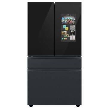 Samsung Bespoke Bespoke 23 Cu. Ft. Counter Depth 4-Door French Refrigerator with Family Hub and Top Left Panel in Charcoal Glass and Matte Black Steel Middle and Bottom Panels, , large