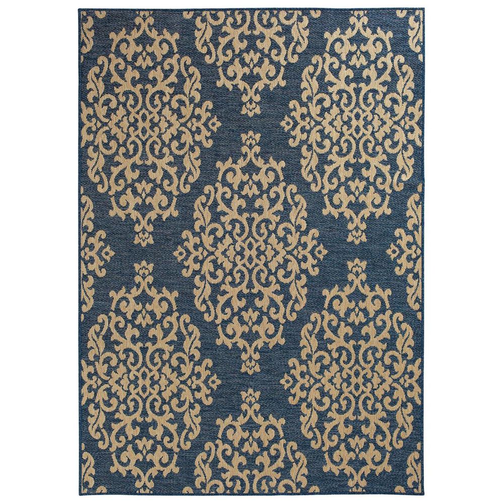 Trisha Yearwood Rug Collection Gather Temptation TYWD 5"3" x 7"7" Cobalt and Natural Outdoor Rug, , large