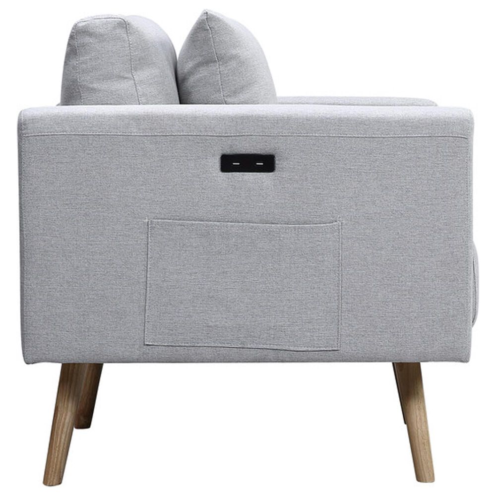 HOMLUX 75" Stationary Sofa with USB Ports in Light Gray, , large