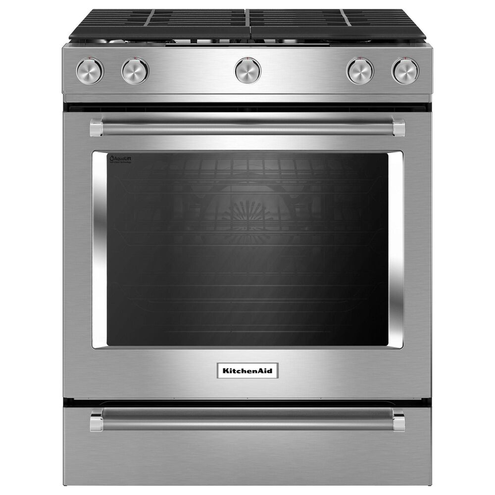 KitchenAid 4pc Kitchen Package with Refrigerator, Range, Microwave, and Dishwasher in Stainless Steel, , large