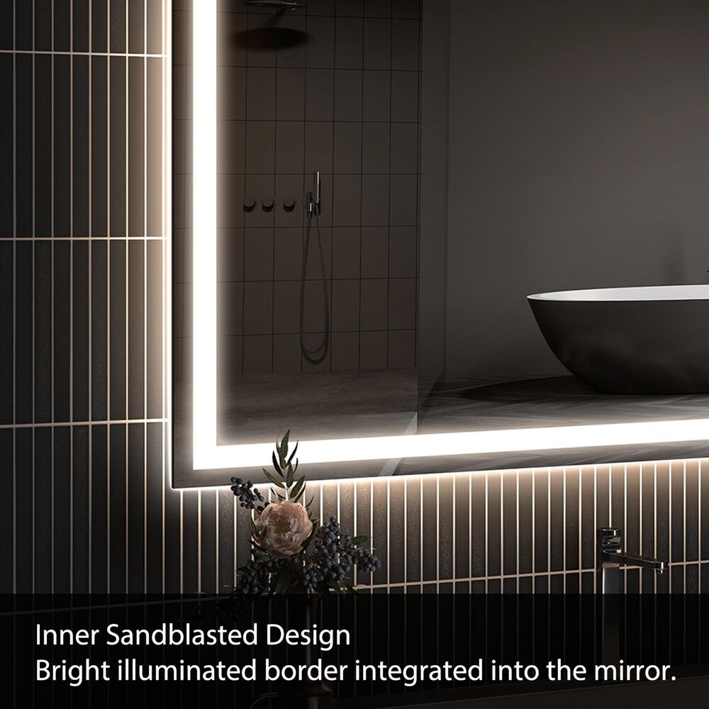 HOMLUX 36" x 30" LED Bathroom Makeup Mirror in Silver, , large