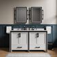 Lexora Home Ziva 60" Double Bathroom Vanity in White with 2 cm White Cultured Marble Top and Rectangular Sinks, , large