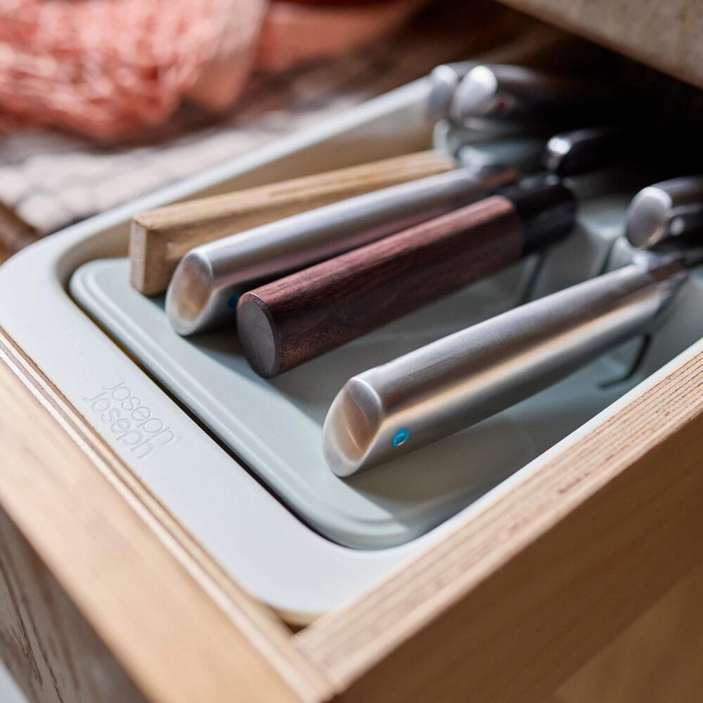 Joseph Joseph DrawerStore 2-Tier Compact Knife Organiser in Stone, , large