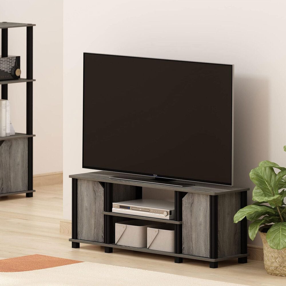 HOMLUX 43.8" TV Stand with 2-Door in French Oak and Black, , large