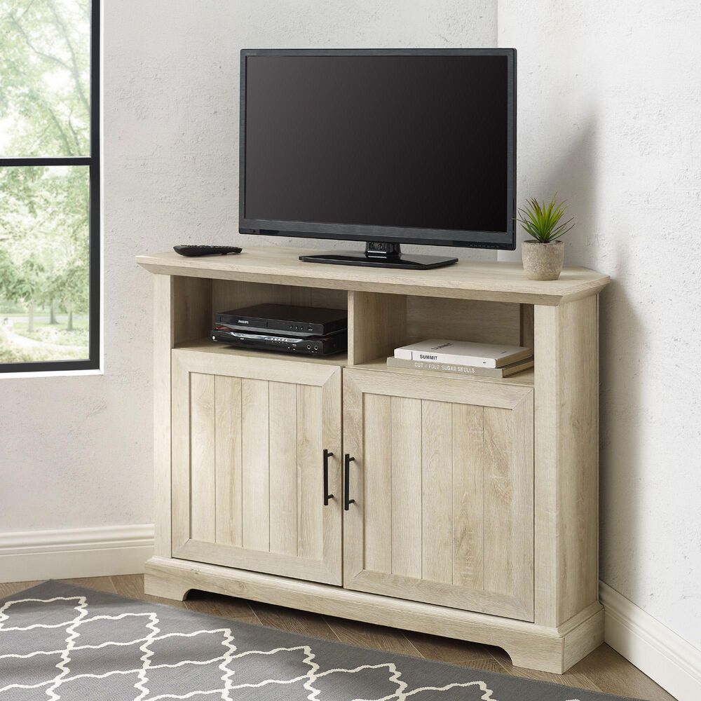 Walker Edison Columbus 44&quot; Corner TV Stand in White Oak, , large