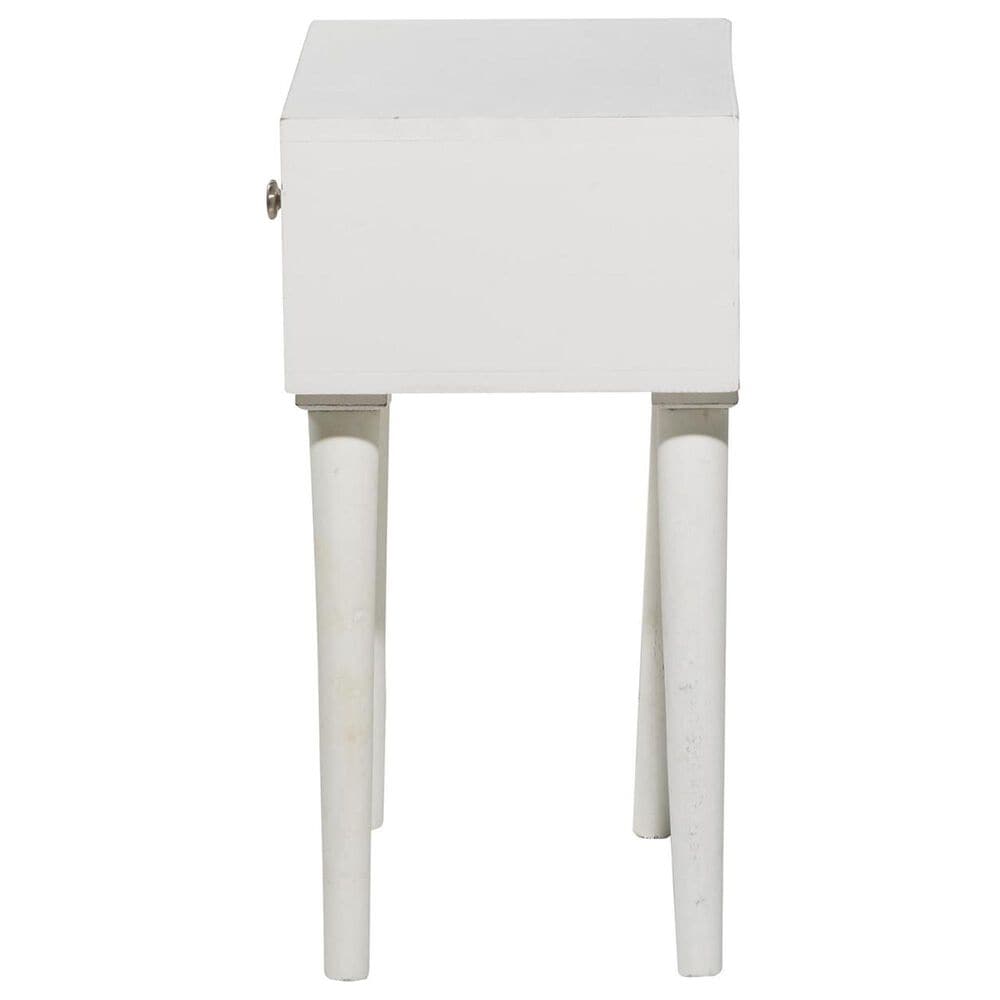 Maple and Jade Intricately Carved Single Drawer Scroll Accent End Table in Distressed White, , large