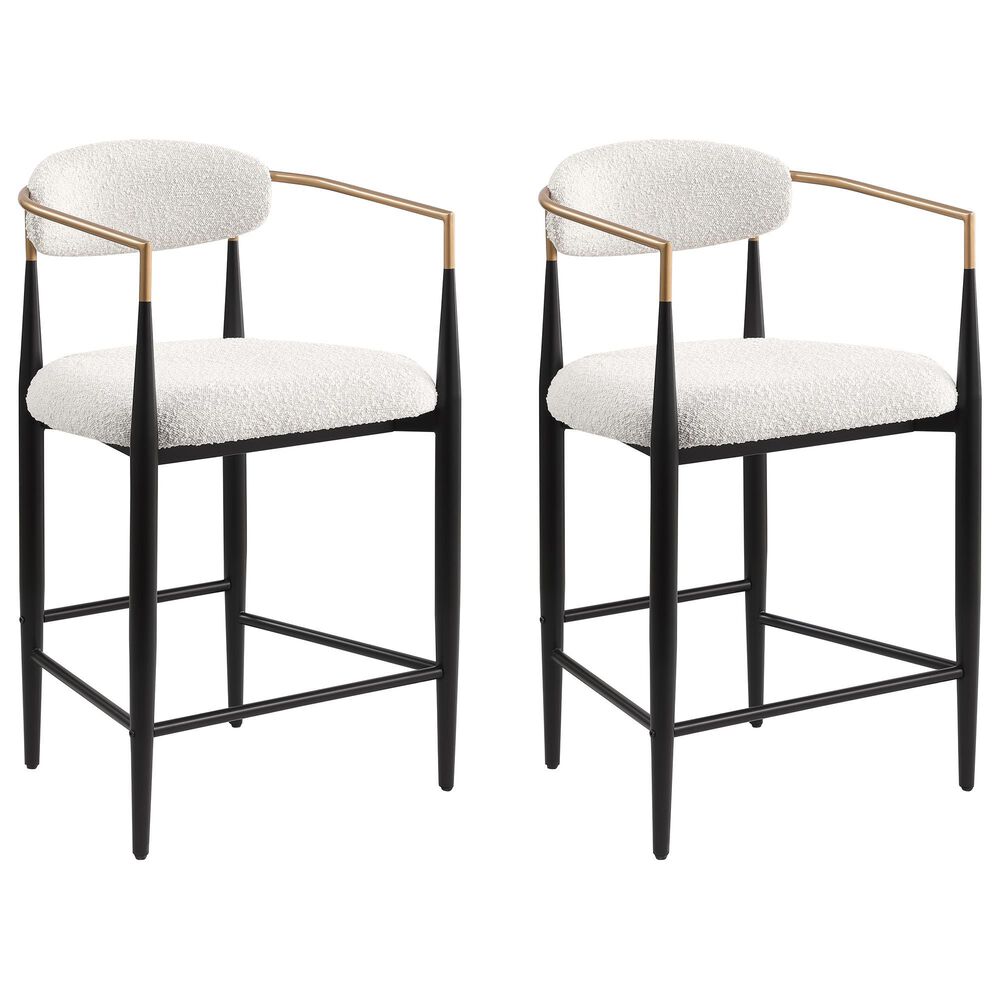 Morden Fort 26" Counter Stool with White Cushion in Black and Gold (Set of 2), , large
