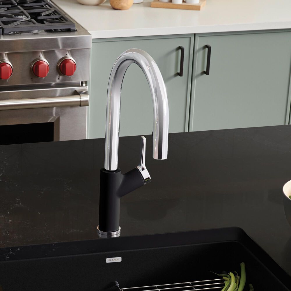 Blanco Urbena 1.5 GPM Pull-Down Kitchen Faucet in Chrome and Coal Black, , large