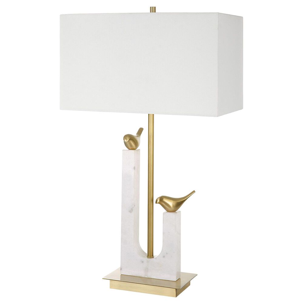Uttermost Songbirds Table Lamp in White and Brushed Brass, , large