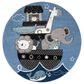 Safavieh Carousel Animals 5"3" Round Blue and Grey Kids  Area Rug, , large