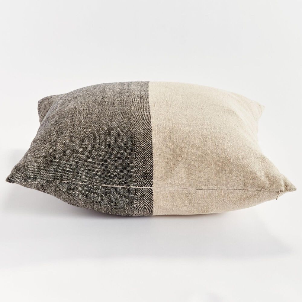 Napa Home and Garden Jules 24&quot; x 24&quot; Throw Pillow in Black and Flax, , large