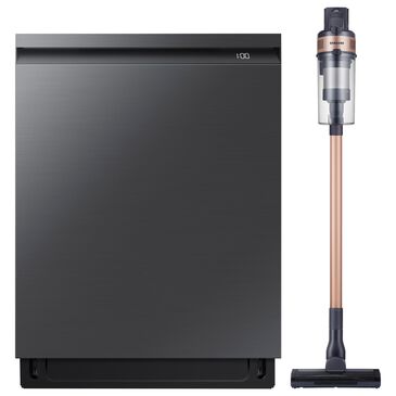 Samsung 2-Piece 24" Built-In Pocket Handle Dishwasher in Fingerprint Resistant Black Stainless Steel with Jet 60 Pet Cordless Stick Vacuum, , large