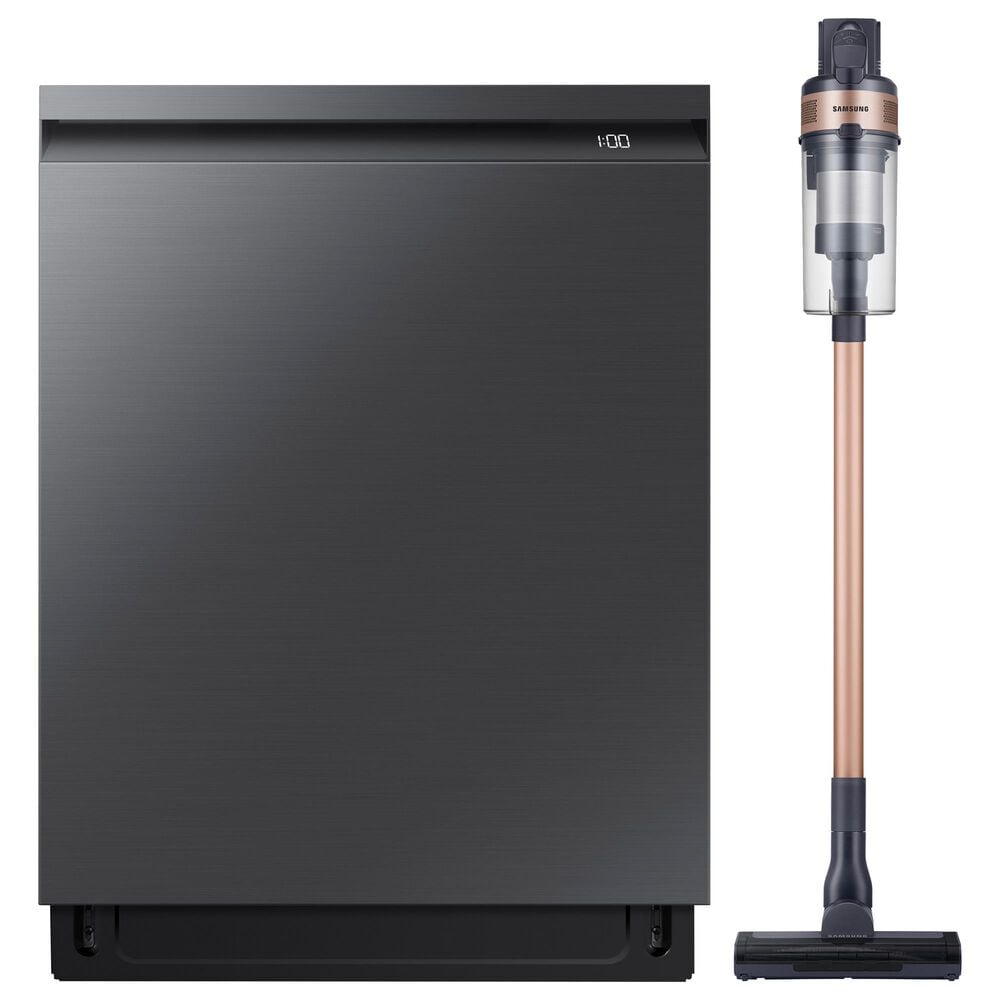 Samsung 2-Piece 24" Built-In Pocket Handle Dishwasher in Fingerprint Resistant Black Stainless Steel with Jet 60 Pet Cordless Stick Vacuum, , large