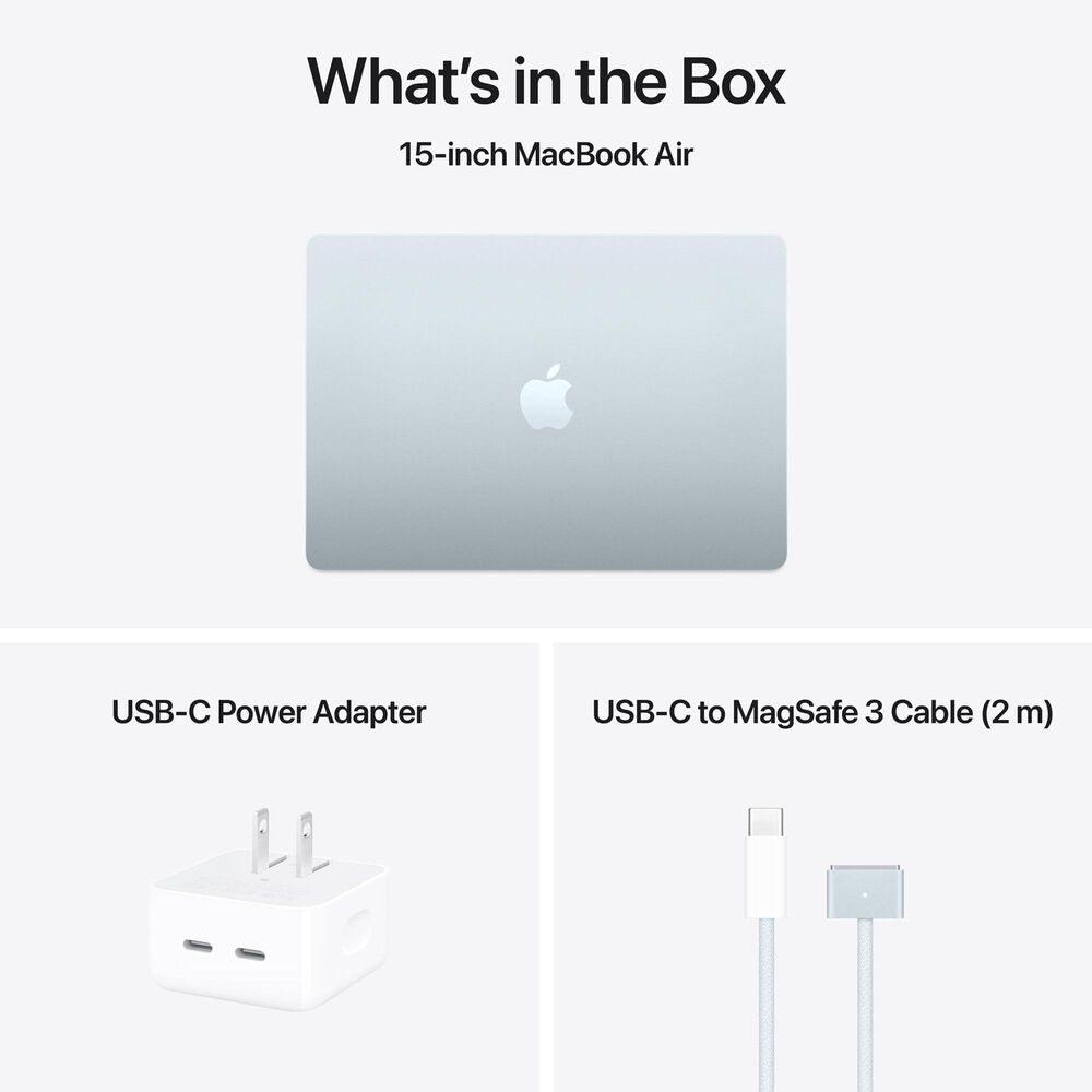 Apple MacBook Air 15-inch Laptop M4 chip - 10 Core CPU - 10 Core GPU - 16GB Memory - 256GB SSD - Sky Blue &#40;Latest Model&#41;, , large