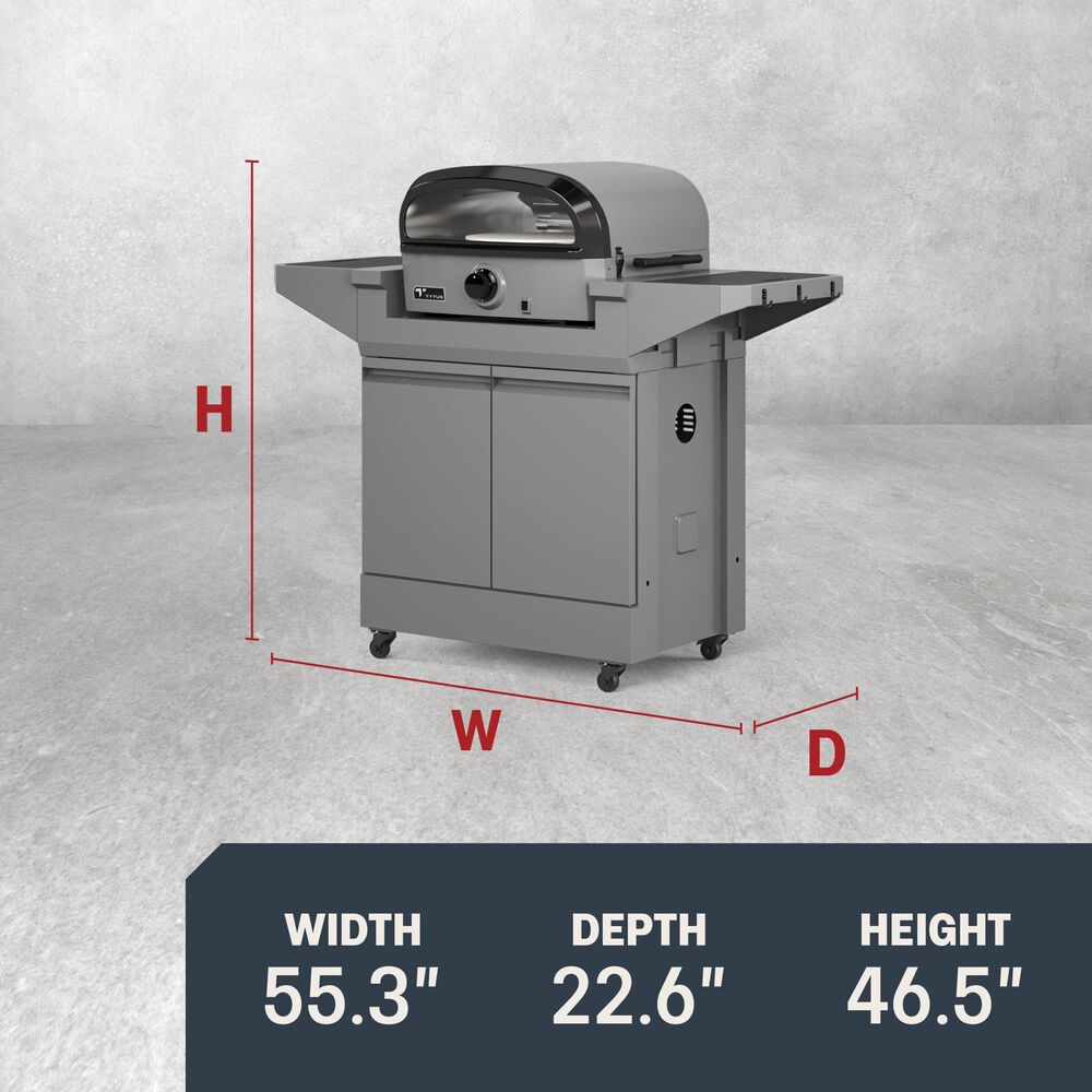 Tytus Emberwood Grill and Prep Cart with Gas Tabletop Pizza Oven in Gunmetal Gray, , large