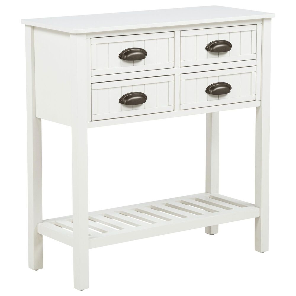 Linon Home Decor Brimley Beadboard Console Table in Antique White, , large