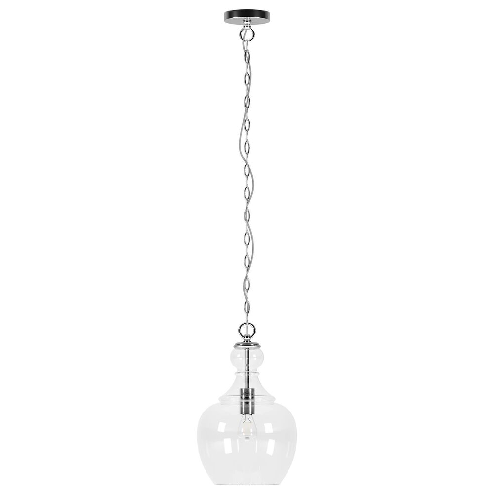 Hudson and Canal Verona 11" Pendant with Clear Glass in Brushed Nickel, , large