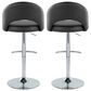 LumiSource Renee Adjustable Swivel Bar Stool with Black Faux Leather Upholstery in Chrome (Set of 2), , large
