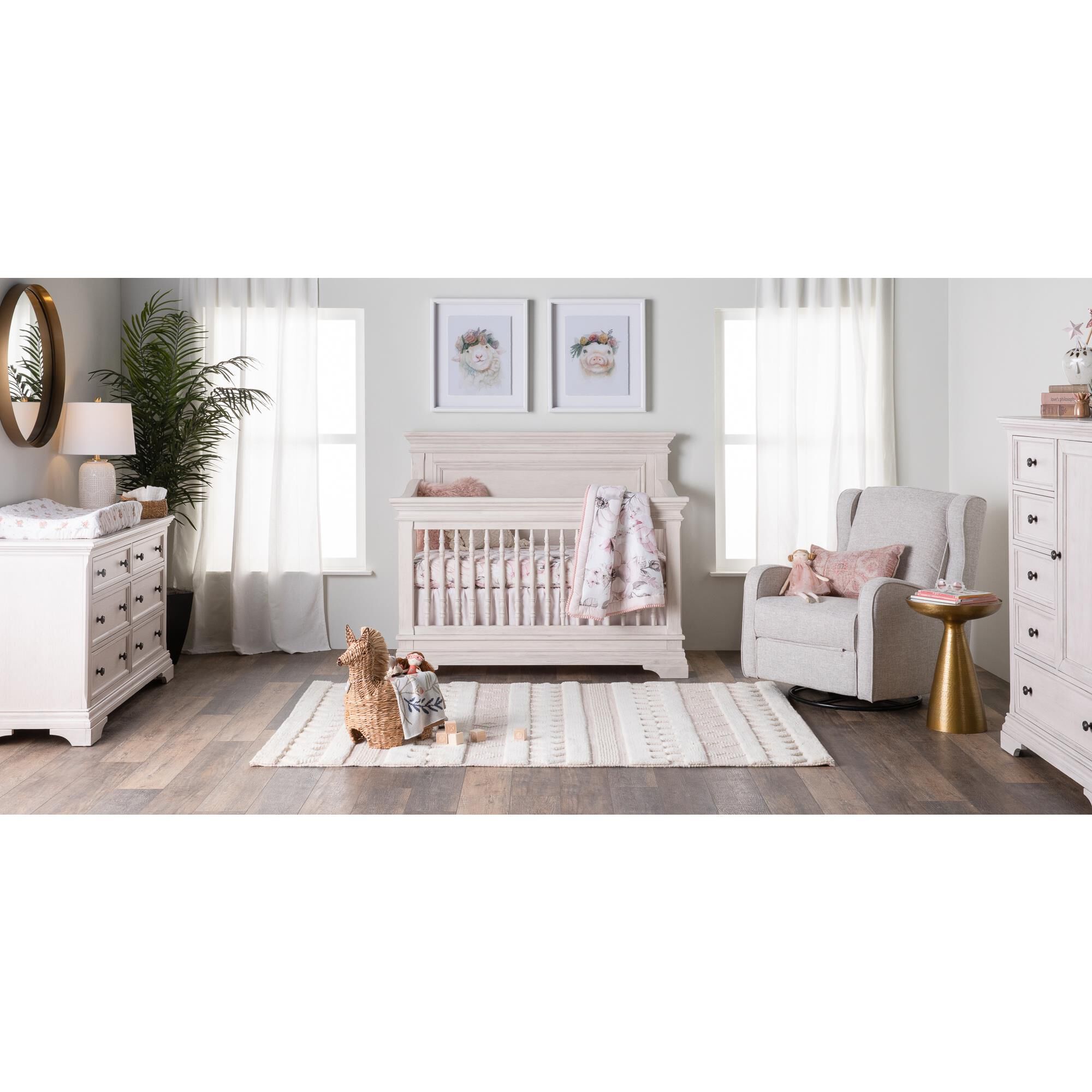 Little Dreamer Olivia 4 in 1 Convertible Crib in Brushed White NFM