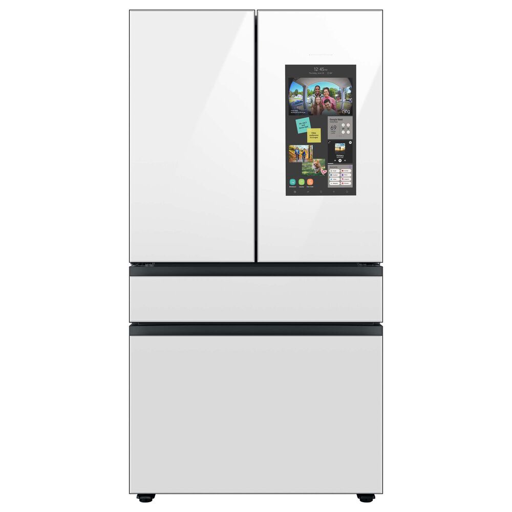 Samsung Bespoke 29 Cu. Ft. French Door Refrigerator with White Glass Family Hub Panel Included - Additional Panels Sold Separately, , large