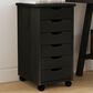 Linon Home Decor Cary 6-Drawer Rolling Cart in Black, , large