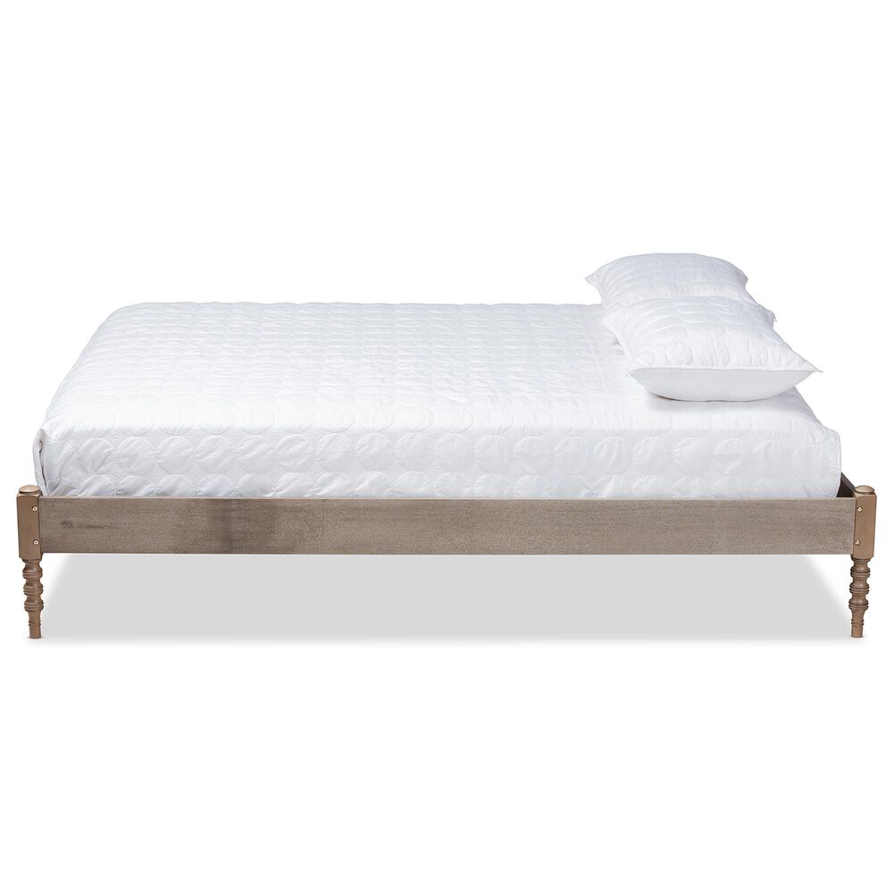 Baxton Studio Cielle Full Platform Bed Frame in Weathered Grey, , large