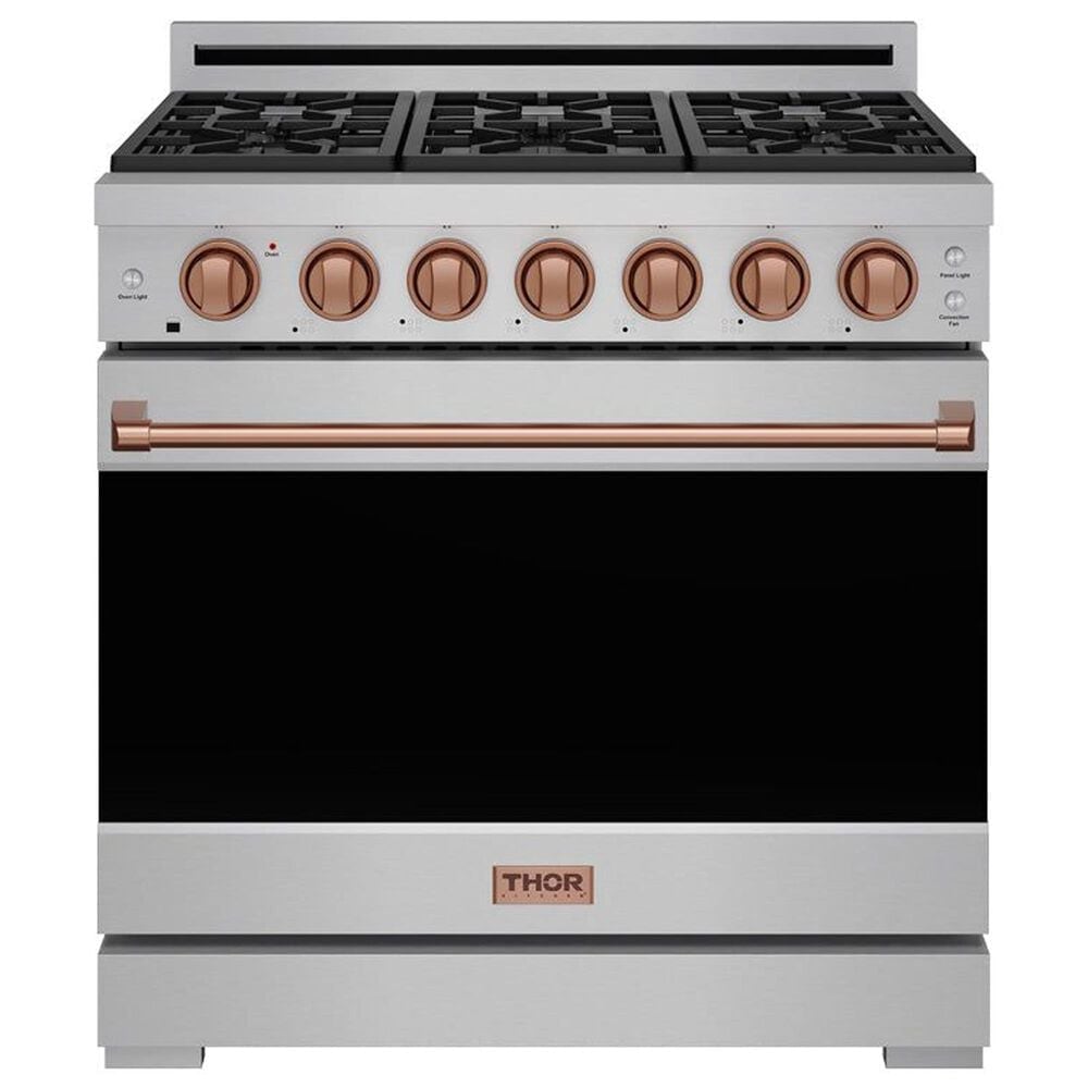 Thor Kitchen Gordon Ramsay 6 Cu. Ft. Professional Liquid Propane Range with Rose Gold Handle Kit in Stainless Steel, , large