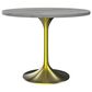 Leisuremod LeisureMod Verve Collection 36 Round Dining Table, Brushed Gold Base with Laminated White Marbleized Top, , large