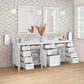 James Martin Brittany 84" Double Bathroom Vanity in Bright White with 3 cm White Zeus Top and Rectangular Sinks, , large