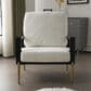 Hearth and Haven Velvet Lounge Arm Chair with Gold Metal Legs in White, , large