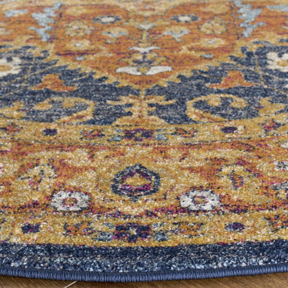 Safavieh Evoke EVK275C 5&#39;1&quot; Round Blue and Orange Area Rug, , large