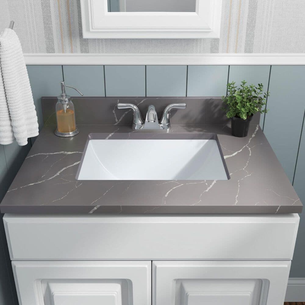 MS International 18.5" x 13.75" Rectangular Porcelain Undermount Bathroom Vanity Sink in White, , large