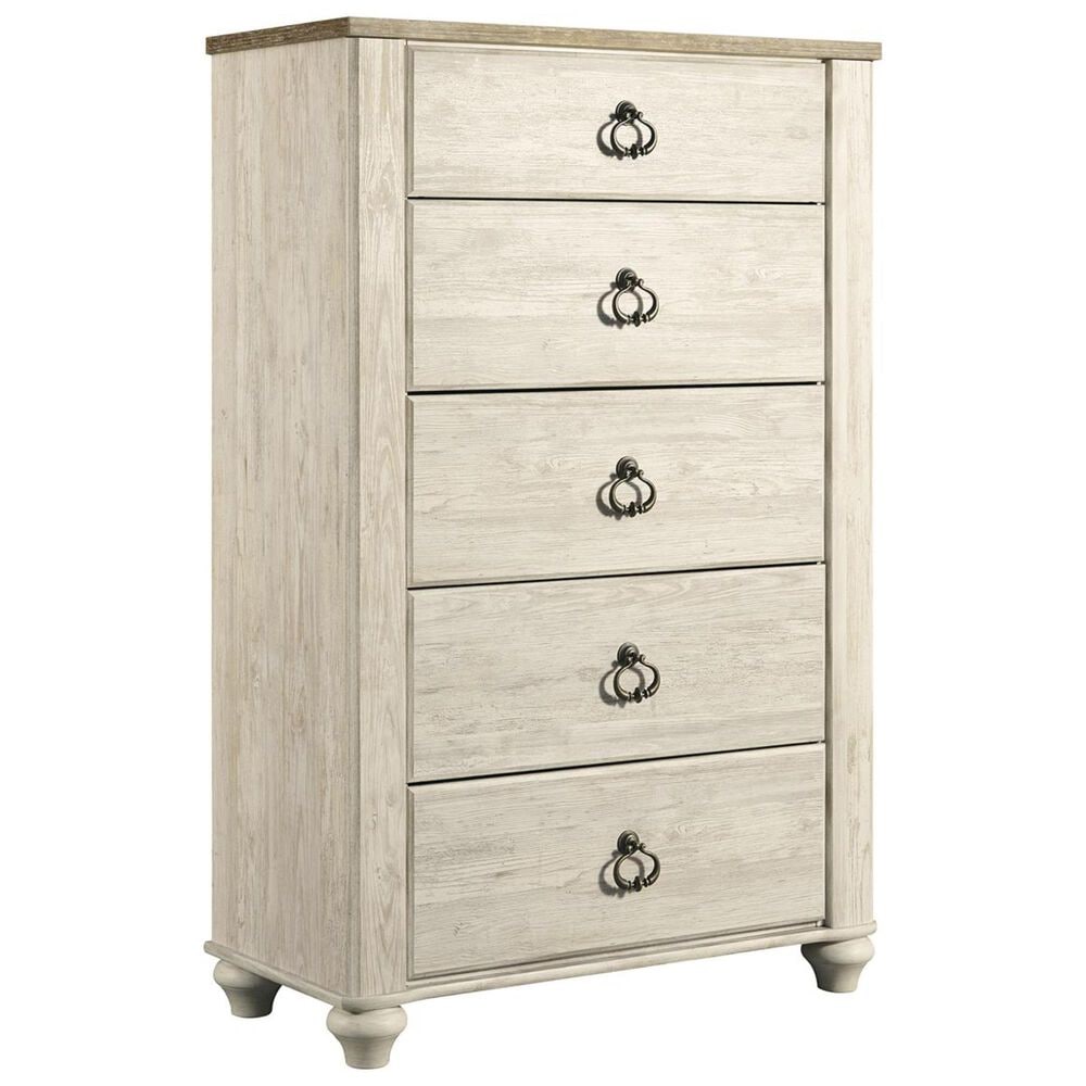 Ashley Willowton 5 Drawer Chest in White Washed, , large