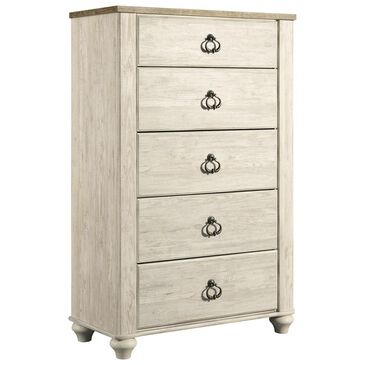 Ashley Willowton 5 Drawer Chest in White Washed, , large