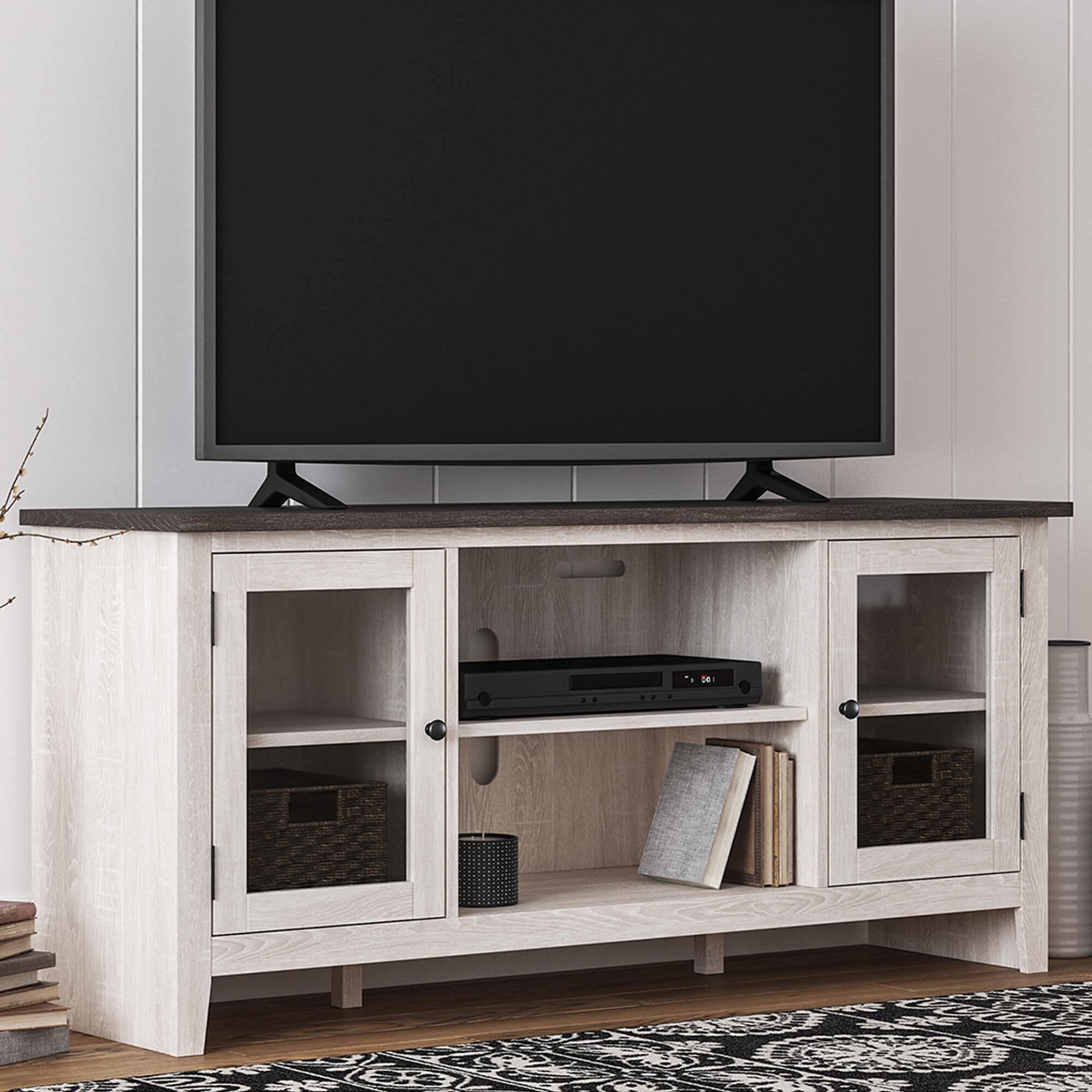 Ashley tv shop stand white